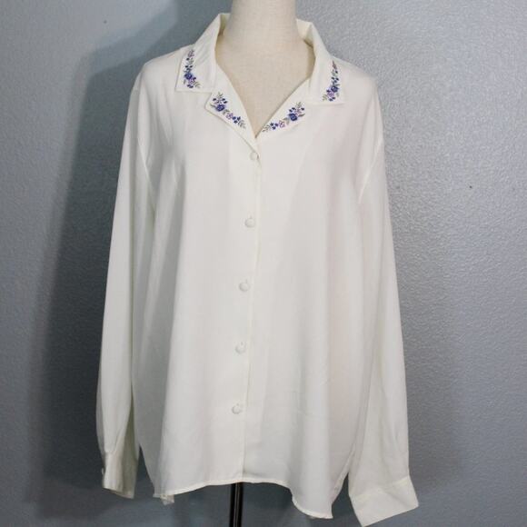 Alfred Dunner Embroidered Button Down Blouse Size 22W - Picture 1 of 8